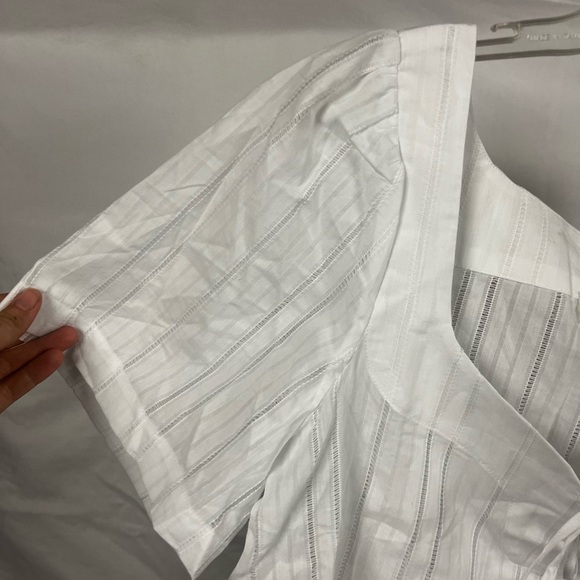 Nation LTD Women's NEW Vanity Ladder Stitch Inset Cotton Top White- Size Large - Picture 7 of 10